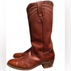 Frye 3029 Vintage USA Brown Leather Western Boots Men’s 10.5D Cowboy Pull-On